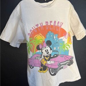 Disney Minnie Mouse South Beach Kids Tee - White and Pink